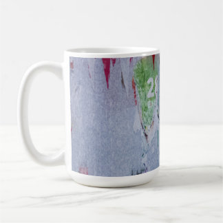 Caneca De Café Inverno antigo poster parece cinza verde branca ve