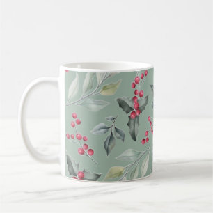 Caneca De Café • Inverno Botânico Azevinho e Frutas Vermelhas Cof