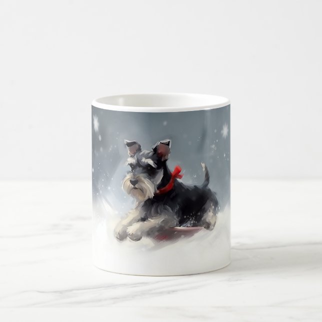 Caneca De Café Inverno de Natal de Miniatura Schnauzer (Centro)