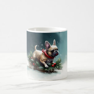 Caneca De Café Inverno de Natal do Buldogue Francês