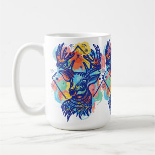 Caneca De Café Inverno Encantado: Design de Cores de Veado