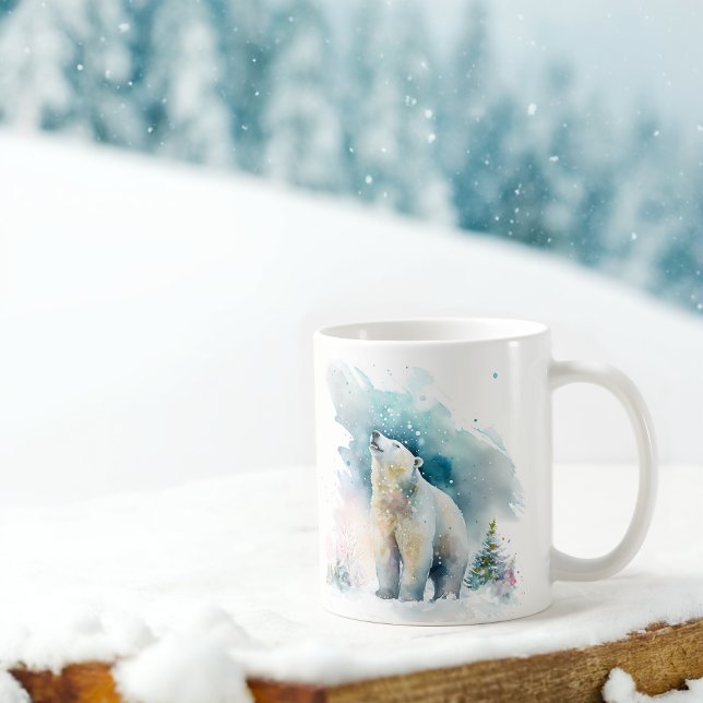 Caneca De Café Inverno Vibes Aquarela Urso Polar (Criador carregado)