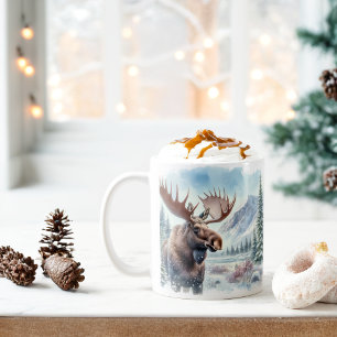 Caneca De Café Inverno Vibes Watercolor Moose -