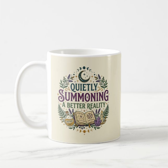 Caneca De Café Invocando Silenciosamente uma Realidade Melhor Mís (Esquerda)