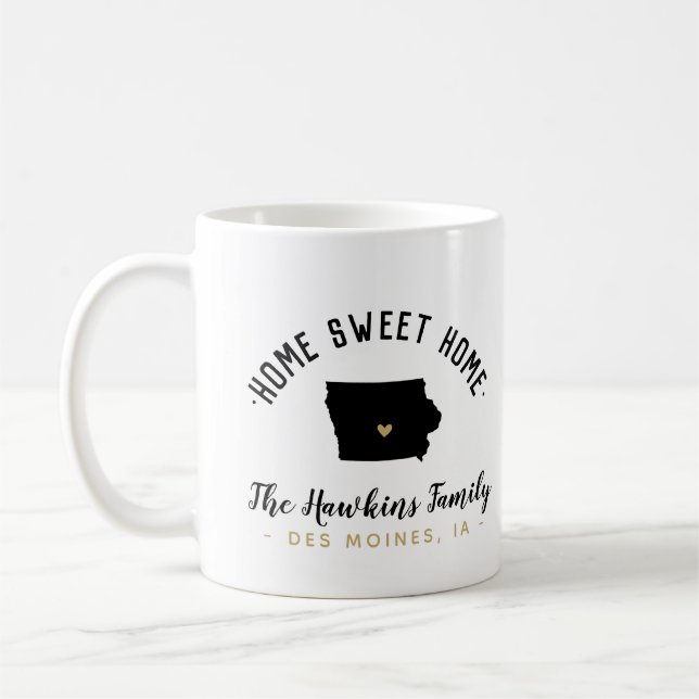 Caneca De Café Iowa Home Sweet Home Family Monograma Mug (Esquerda)