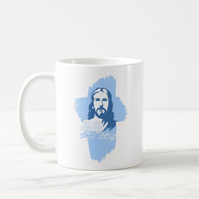 Caneca De Café Ir Para A Igreja..! Jesus Cristo. Christian Preach (Esquerda)