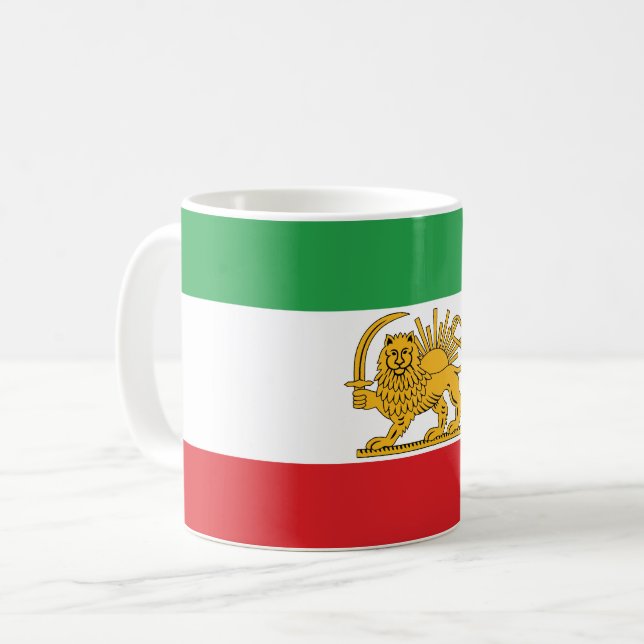 Caneca De Café Iran Flag Lion And Sun Shah of Iran Flag (Frente Esquerda)