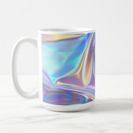 Caneca De Café Iridescent Shiny Metallic Fabric, Teal Gold Purple