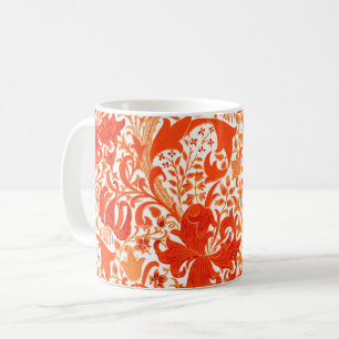 Caneca De Café Íris de William Morris e lírio, tanjerina
