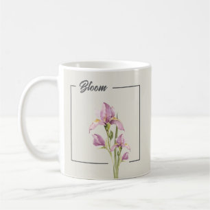 Caneca De Café Íris em Aquarela Elegante   Floral