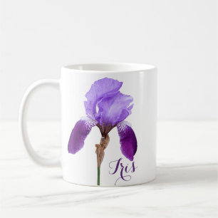 Caneca De Café Iris personalizável nome bonito purple iris floral