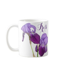 Iris personalizável, nome de garota, flores roxas