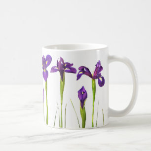 Caneca De Café Íris roxas no fundo branco - íris floral