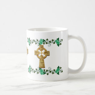 Caneca De Café Irish Celtic Cross e shamrocks