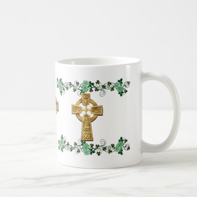 Caneca De Café Irish Celtic Cross e shamrocks (Direita)