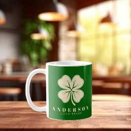 Caneca De Café Irish Lucky Four Folheto com Nome Verde