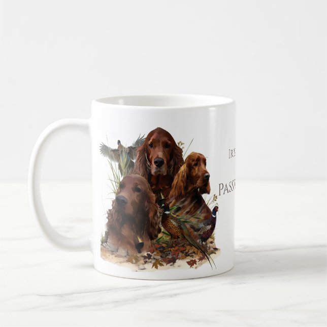 Caneca De Café Irish Setters com Faasants - Caça à Paixão (Esquerda)