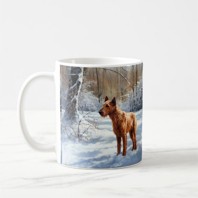 Caneca De Café Irish Terrier Deixe Nevar Natal (Esquerda)