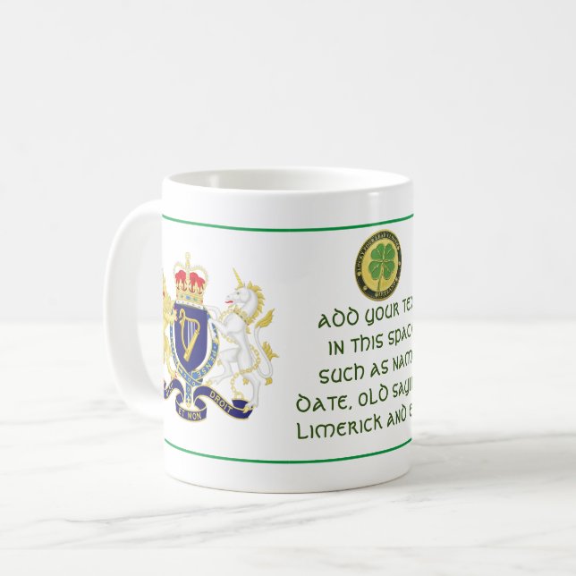 Caneca De Café IRLANDA CREST Personalizada (Frente Esquerda)