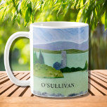 Caneca De Café Irlandês Personalizado<br><div class="desc">Esta única caneca de cogumelos é decorada com uma design de arte têxtil baseada numa paisagem irlandesa. Facilmente personalizável com um nome ou monograma. Use a Ferramenta Design para alterar o tamanho, o estilo ou a cor do texto. À medida que criamos a nossa trabalho de arte, não encontraremos esta...</div>