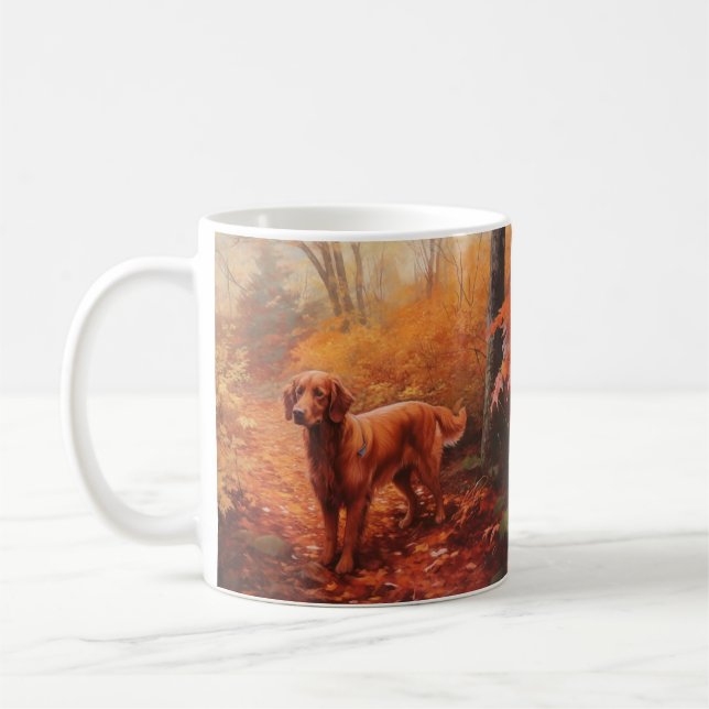 Caneca De Café Irlandês Red Setter no outono deixa cair inspiraçã (Esquerda)
