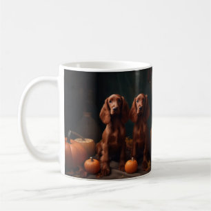 Caneca De Café Irlandês Red Setter Puppy Autumn Delight Pumpkin