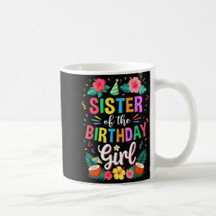 Caneca De Café Irmã da Garota de Aniversário Festa Aloha Havaí 1º