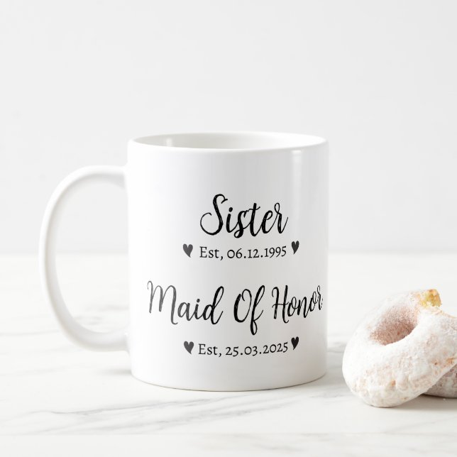 Caneca De Café Irmã Dama de Honra Proposta de Casamento Personali (Com Donut)