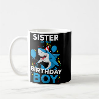 Caneca De Café Irmã do Menino do Aniversário Tema de Tubarão Ocea