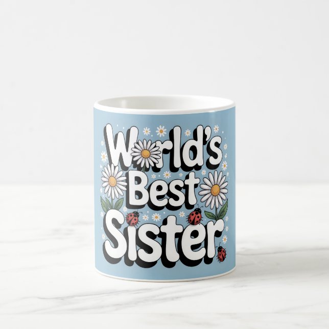 Caneca De Café Irmã do Mundo Gráfico: Retró Dália & Joaninha (Centro)