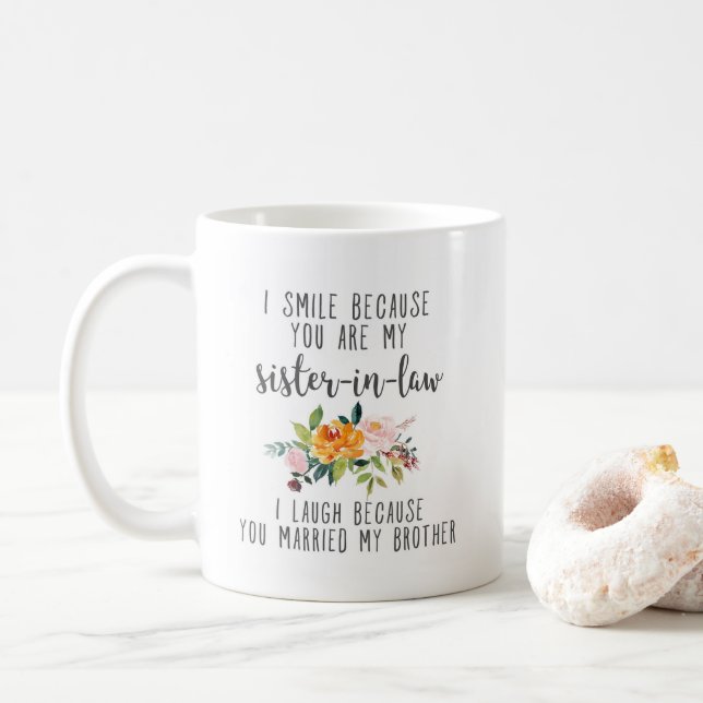Caneca De Café Irmã na lei, engraçada Gift Mug (Com Donut)