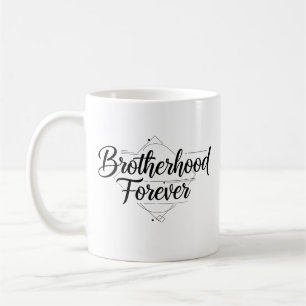Caneca De Café Irmandade Para Sempre Elegante Script Preto e Bran
