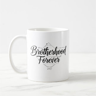 Caneca De Café Irmandade Para Sempre Elegante Script Preto e Bran