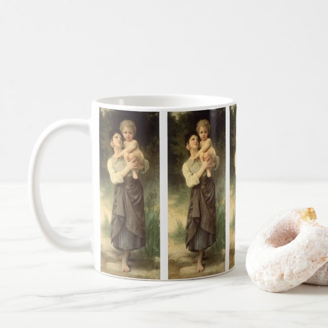 Caneca De Café Irmão e Irmã de William Adolphe Bouguereau (Com Donut)