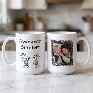 Caneca De Café Irmão Incrível Personalizado com Foto e Mensagem