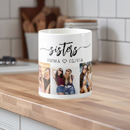 Caneca De Café Irmãs 3 Colagem de Fotos Mantendo Presente