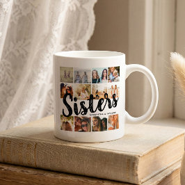 Caneca De Café IRMÃS, Colagem de Fotos & Nomes Irmãos