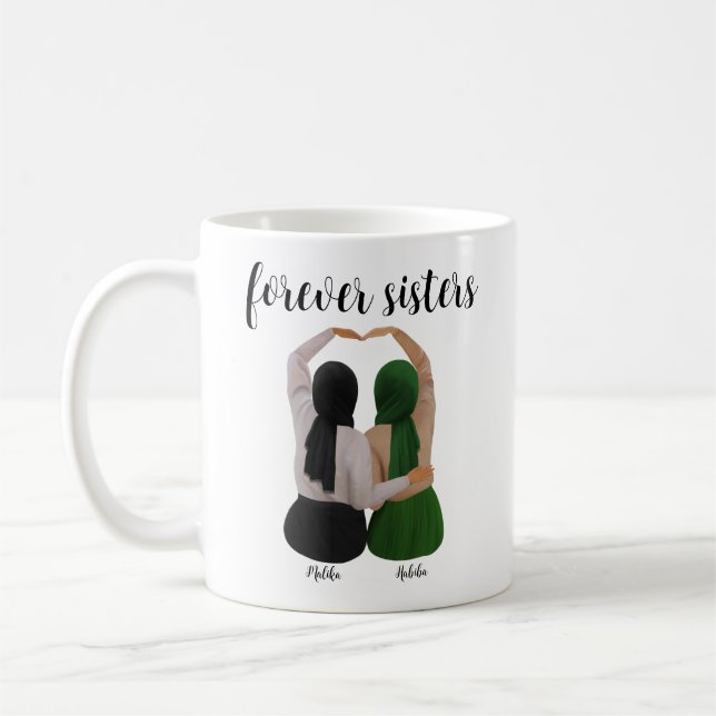 Caneca De Café Irmãs para sempre personalizadas presentes Hijabi (Esquerda)