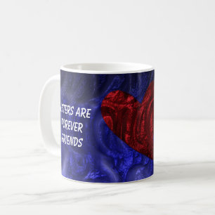 Caneca De Café Irmãs São Para Sempre Amigos Pintados Coração Irmã