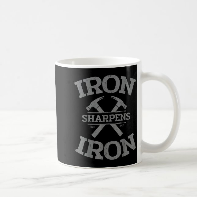 Caneca De Café Iron Sharpens Iron Proverbs 27_17 Gym Workout Men  (Direita)