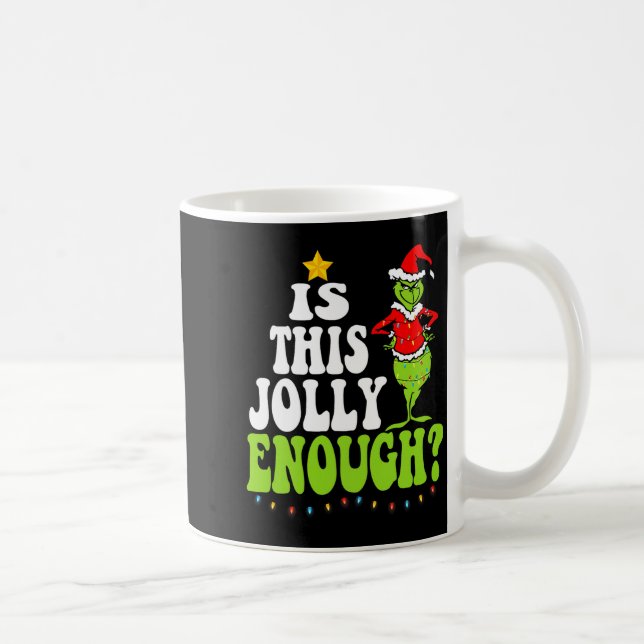 Caneca De Café Is This Jolly Enough Merry Christmas Tree Lights F (Direita)