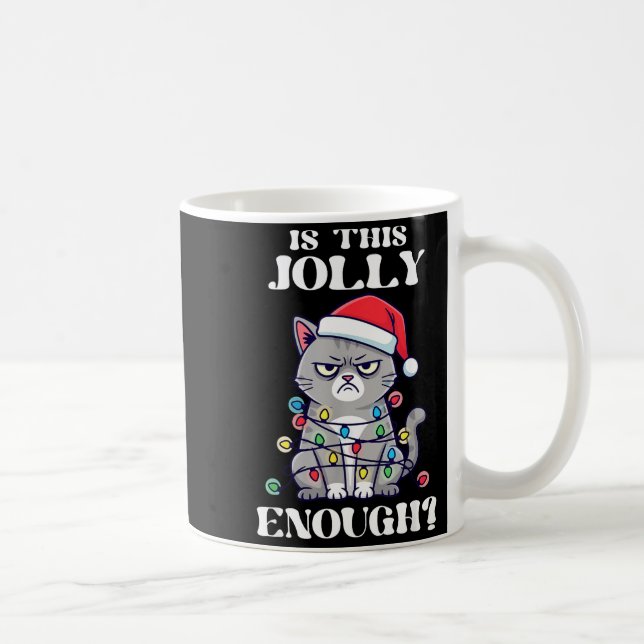 Caneca De Café Is This Jolly Enough Tangled Christmas Cat  (Direita)