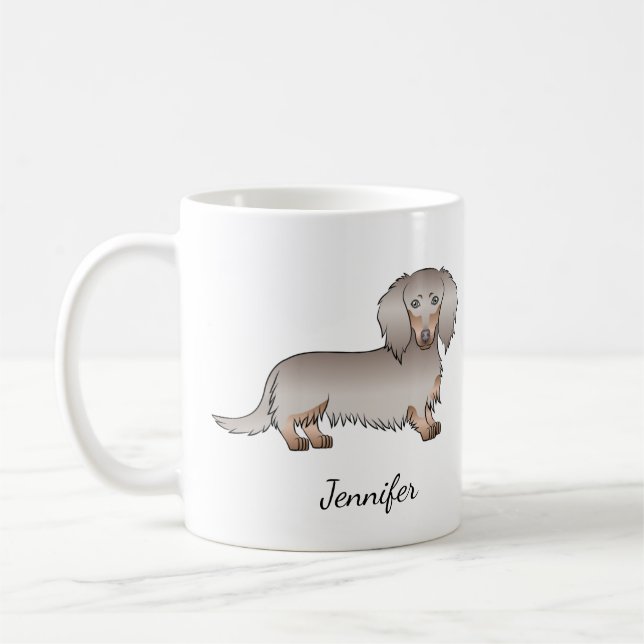 Caneca De Café Isabella E Tan Cabelo Comprido Cachorro Dachshund  (Esquerda)