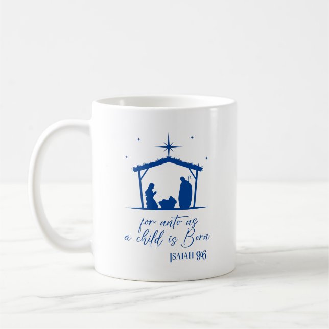 Caneca De Café Isaiah 9:6 Para Nós Uma Criança É Natividade Nasce (Esquerda)