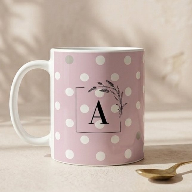 Caneca De Café Islamic Wedding Initial Blush Pink Polka Dot Nikah (Criador carregado)