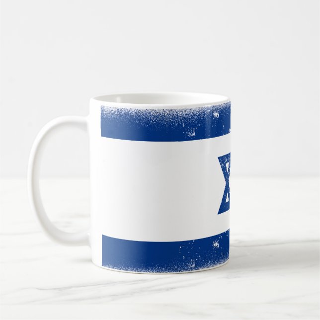 Caneca De Café Israel Flag Grungge (Esquerda)