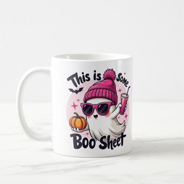 Caneca De Café Isso É Alguma Folha de Boo Feminina Fantasma Fofo  (Esquerda)