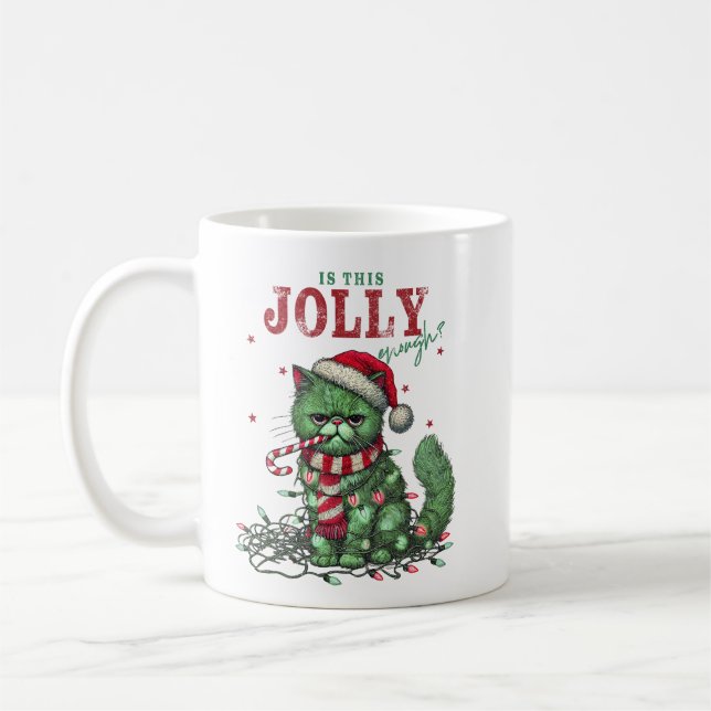 Caneca De Café Isso É Jolly O Suficiente? Gato de Férias Grumpy (Esquerda)