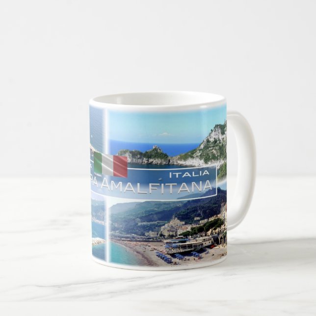 Caneca De Café Itália # Campânia - Costa Amalfi - (Frente Esquerda)