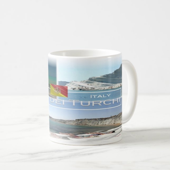 Caneca De Café Itália - Sicília - Scala dei Turchi - (Frente Esquerda)
